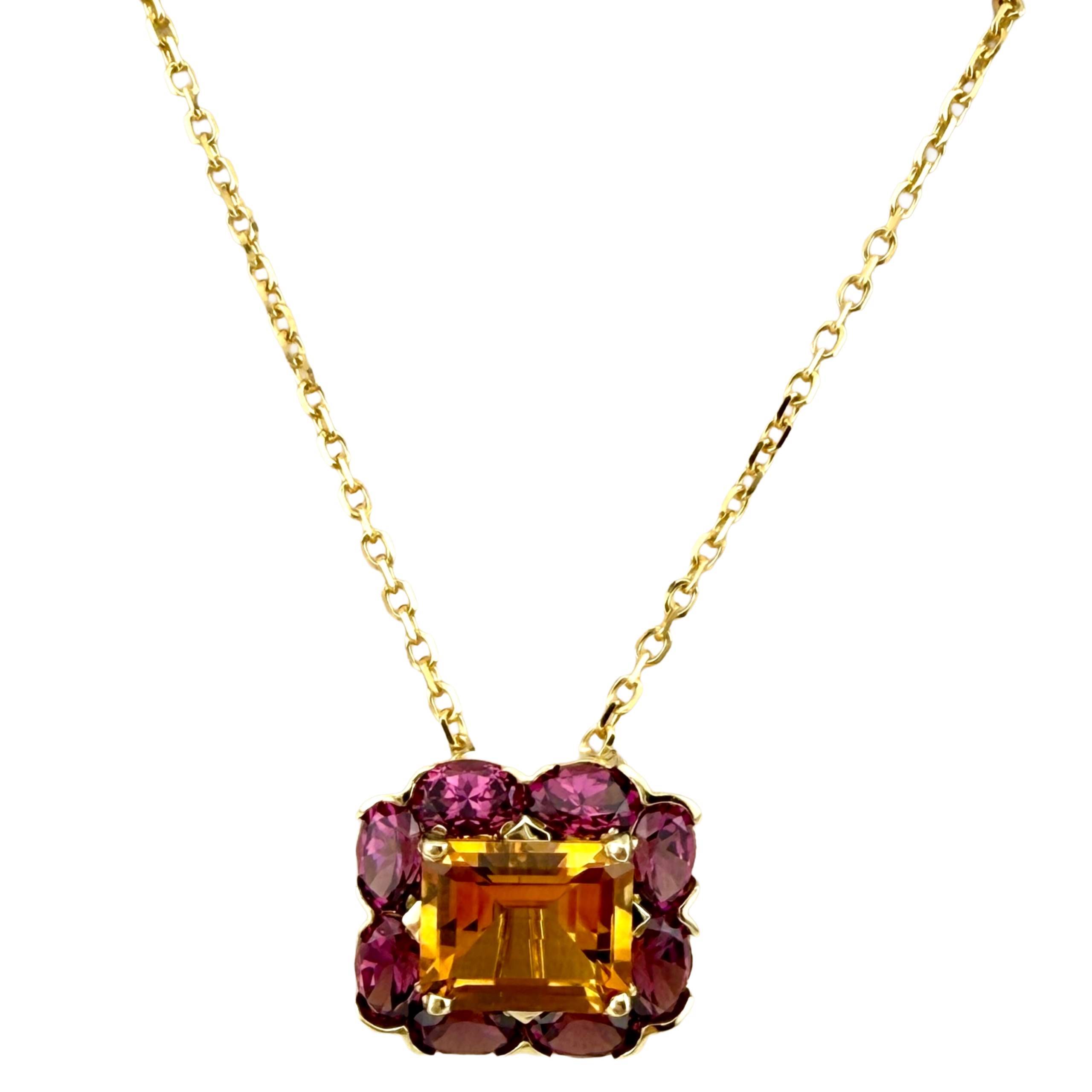 14KT Yellow Gold Citrine and Amethyst Pendant 18" Necklace - Image 2