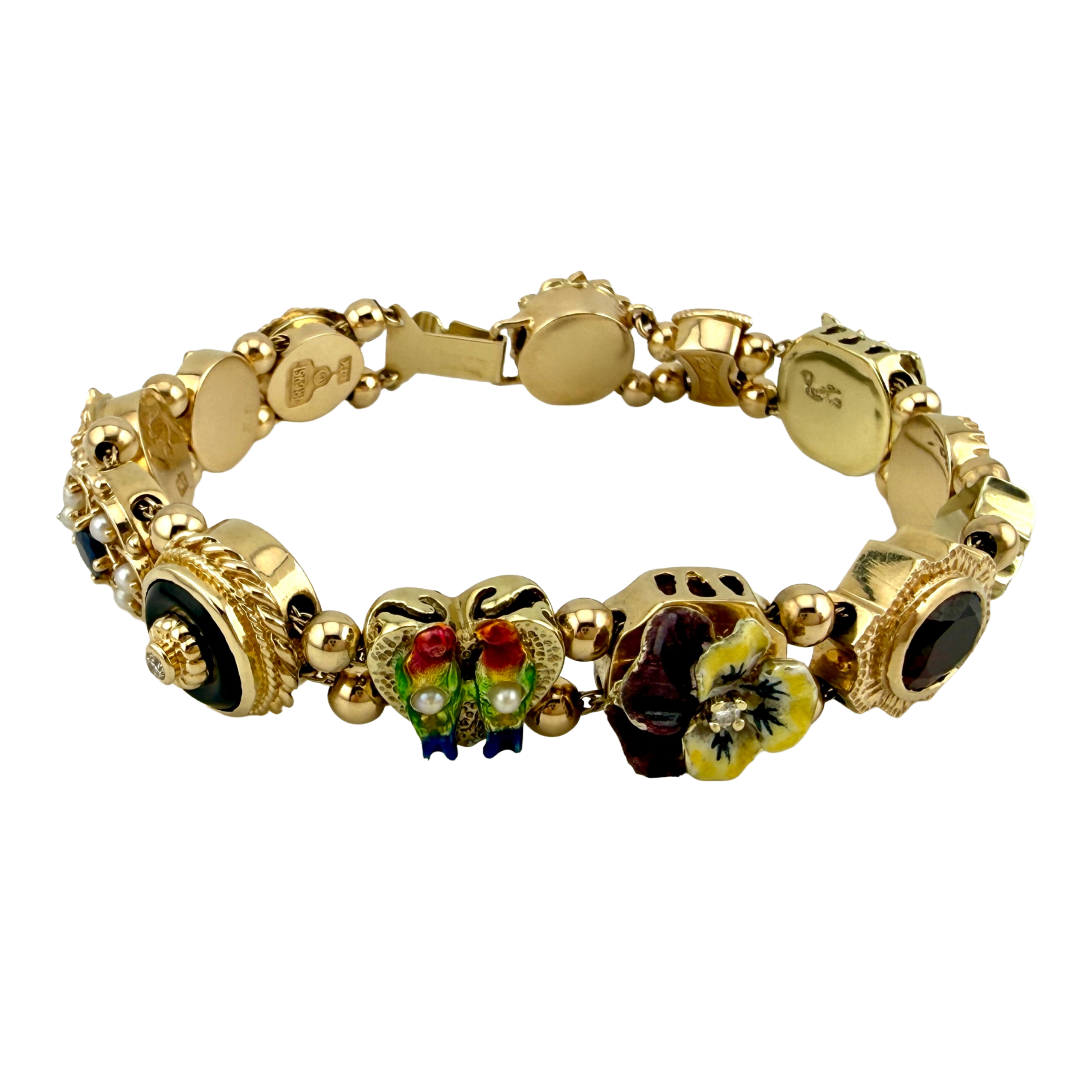 14KT Yellow Gold Richard Glatter Slide Charm Bracelet