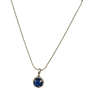 14KT White Gold Star Sapphire and Natural Diamond Halo Pendant Necklace