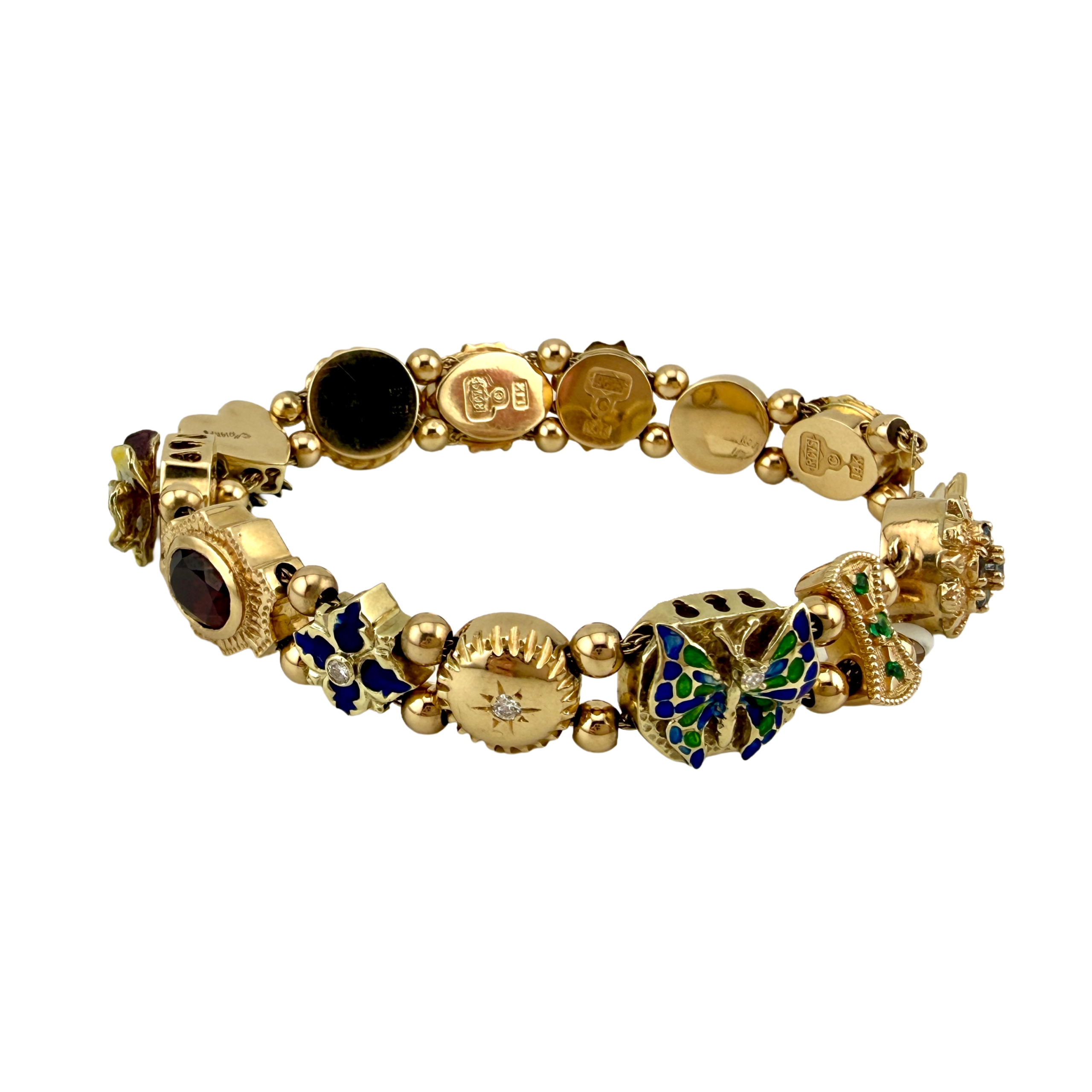 14KT Yellow Gold Richard Glatter Slide Charm Bracelet - Image 2